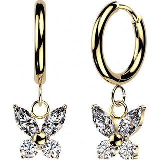 Earring Marquise Round Zirconia Butterfly Dangle 1 Pair