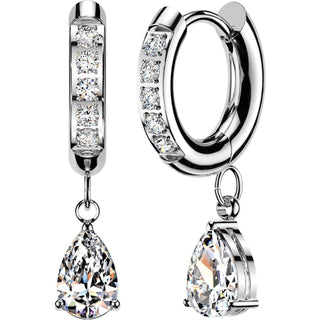 Earring cubic zirconia with teardrop dangle 1 pair
