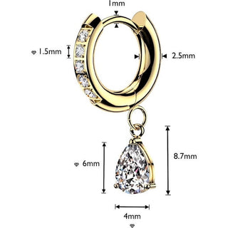 Earring cubic zirconia with teardrop dangle 1 pair