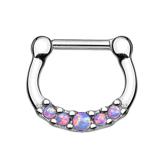 Septum Piercing Clicker 5 Opal Silber Clicker