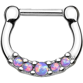 Septum Piercing Clicker 5 Opal Silber Clicker