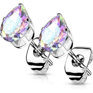 Stud Earring 316L Teardrop Cubic Zirconia Stud Earring 1 Pair