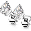 Stud Earring 316L Teardrop Cubic Zirconia Stud Earring 1 Pair