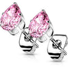 Stud Earring 316L Teardrop Cubic Zirconia Stud Earring 1 Pair
