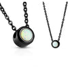 Necklace 316L Pendant with Chain IP Plated Bezeled White Opal Set