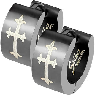Earring Cross Gothic Black Clicker