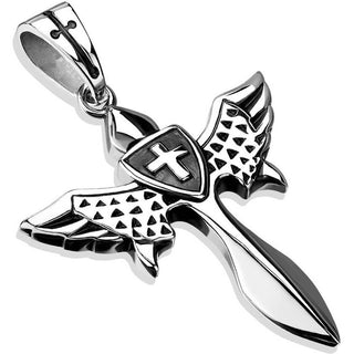 Schwert Kreuz Flügel Silber