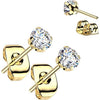 Titanium prong set cubic zirconia 1 pair