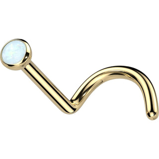 Titanium Nose Screw Opal Round