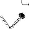 Titanium Nose L-Shape Zirconia Round Silver