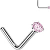 Titanium Nose L-Shape Zirconia Round Silver