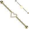 Titanium Industrial Barbell heart zirconia Internally Threaded