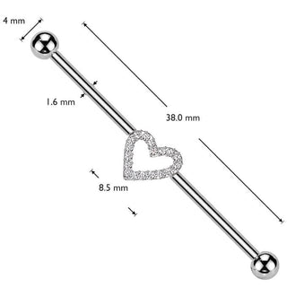 Titanium Industrial Barbell heart zirconia Internally Threaded