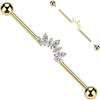 Titanium Industrial Barbell 7 zirconias marquise cut Internally Threaded