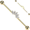 Titanium Industrial Barbell 5 zirconias marquise cut Internally Threaded