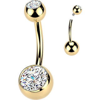 Titanium Belly Button Piercing double zirconia PVD coating Internally Threaded