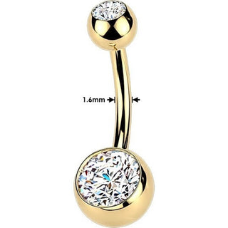 Titanium Belly Button Piercing double zirconia PVD coating Internally Threaded