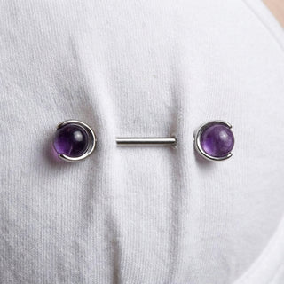 Nipple Piercing Semi-Precious Stone Internally Threaded – getragen