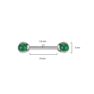 Nipple Piercing Semi-Precious Stone Internally Threaded