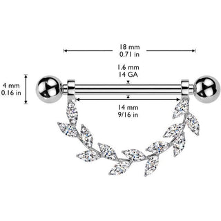 Titan Nippelpiercing Blätter Zirkonia Innengewinde