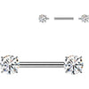Titanium Nipple Piercing zirconia prong setting Internally Threaded