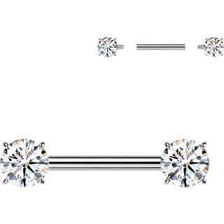 Titanium Nipple Piercing zirconia prong setting Internally Threaded