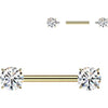 Titanium Nipple Piercing zirconia prong setting Internally Threaded