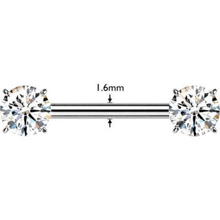 Titanium Nipple Piercing zirconia prong setting Internally Threaded