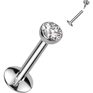 Titanium Labret Zirconia Silver Internally Threaded