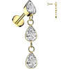 Titanium Labret Teardrop zirconia dangle Internally Threaded
