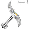 Titanium Labret wave baguette center cubic zirconia Internally Threaded