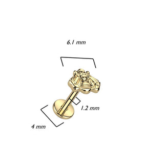 Titanium Labret Bee Internally Threaded