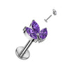 Titanium Labret Leaf Zirconia Internally Threaded