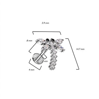 Titanium Labret Dragonfly Zirconia Internally Threaded