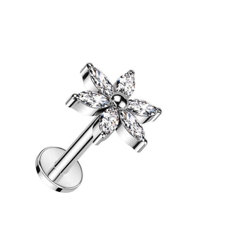 Titan Labret Blume Zirkonia Innengewinde