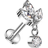 Titanium Labret marquise cut zirconia Internally Threaded