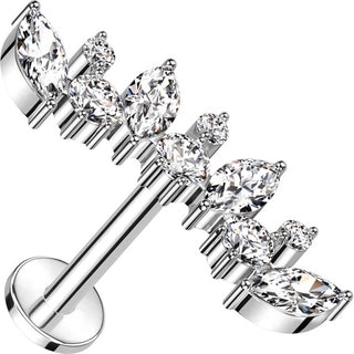 Titanium Labret Marquise Cut Zirconia Internally Threaded