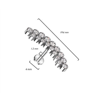 Titanium Labret Curved Double Line Zirconia Internally Threaded