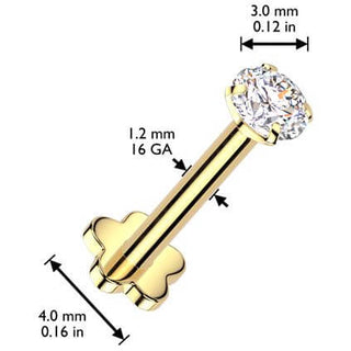 Titan Labret Zirkonia Blumenbase Innengewinde