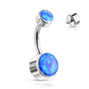 Titan Bauchnabelpiercing Opal Rund Silber Innengewinde