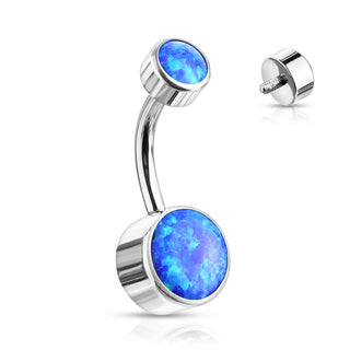 Titan Bauchnabelpiercing Opal Rund Silber Innengewinde