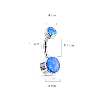 Titan Bauchnabelpiercing Opal Rund Silber Innengewinde