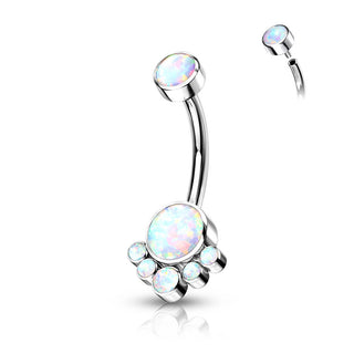 Titan Bauchnabelpiercing Opal Silber Innengewinde