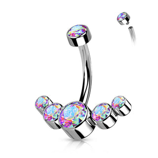 Titan Bauchnabelpiercing 5 Zirkonia Silber Innengewinde