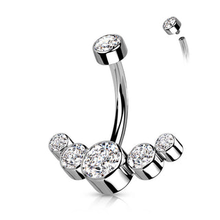 Titan Bauchnabelpiercing 5 Zirkonia Silber Innengewinde