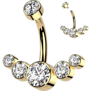 Titanium Belly Button Piercing 5 Zirconia Silver Internally Threaded