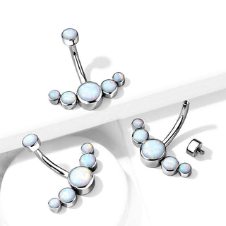 Titan Bauchnabelpiercing 5 Opal Silber Innengewinde