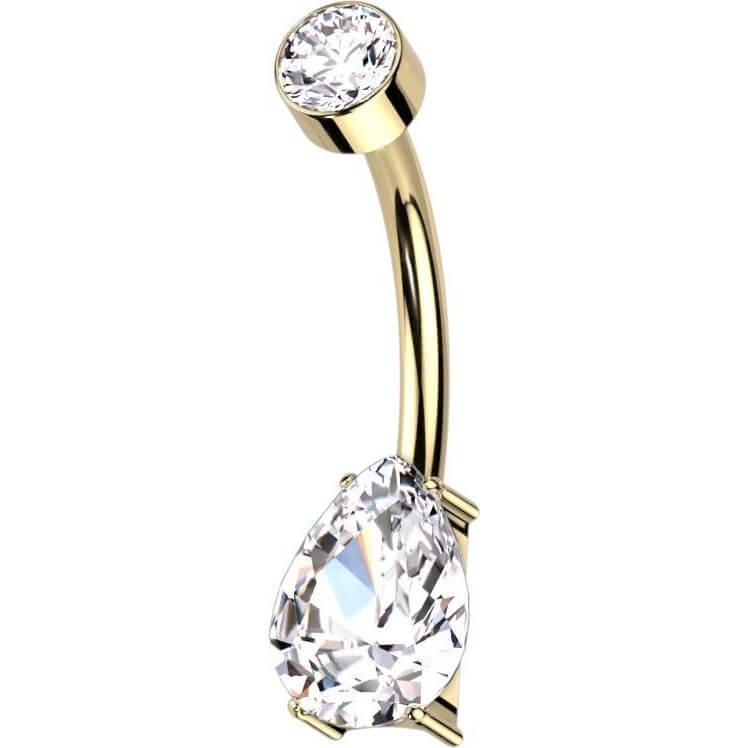 Titan Bauchnabelpiercing Tropfen Zirkonia Innengewinde – PiercingXXL
