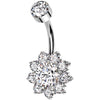 Titan Bauchnabelpiercing Blume Zirkonia Innengewinde