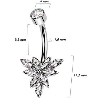 Titan Bauchnabelpiercing Marquise Zirkonia Innengewinde